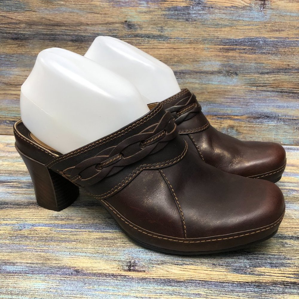 Clarks Artisan Slip On Mules Leather Uppers Brown Women's Size 8M
